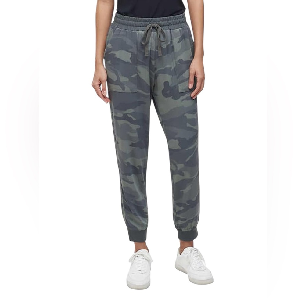 Splendid Camo Jogger Pants Drawstring Waist Rayon Green L